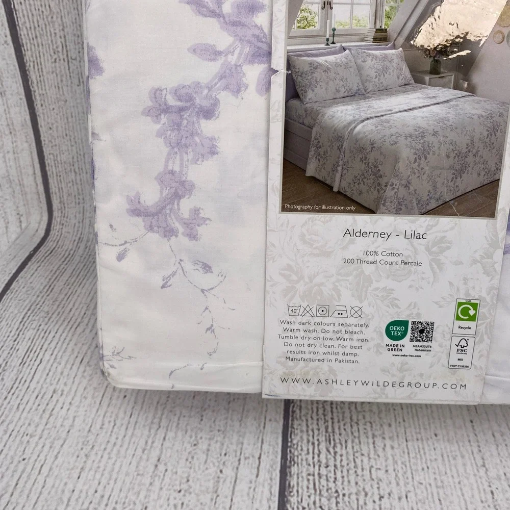 Cabbages & Roses Sheet Set Queen Alderney Lilac Floral 100% Cotton Percale